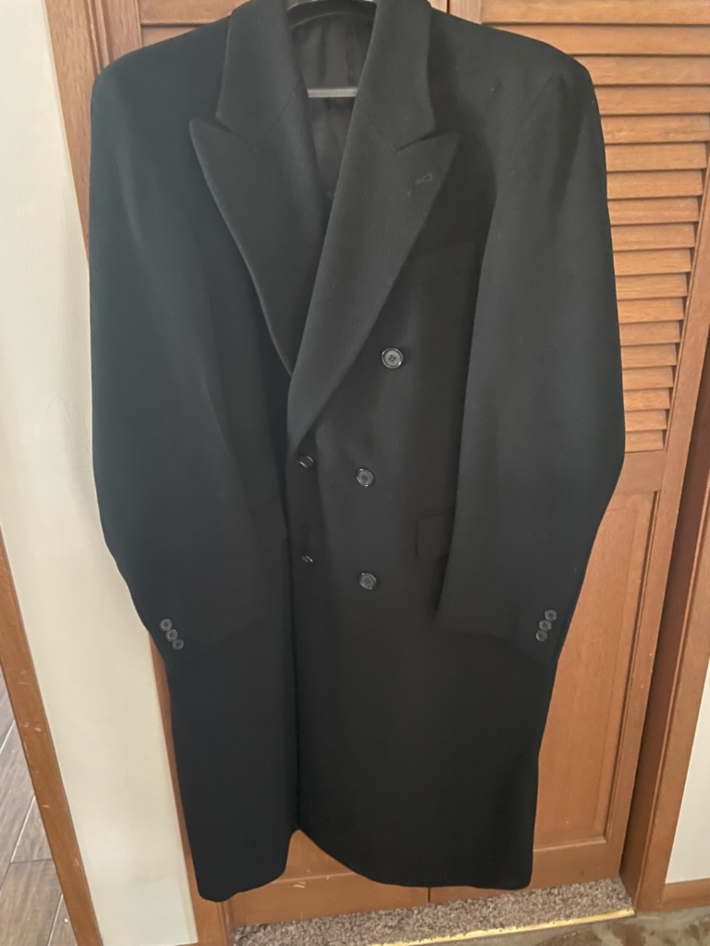 Men's Cashmere Double-Breasted Black Overcoat